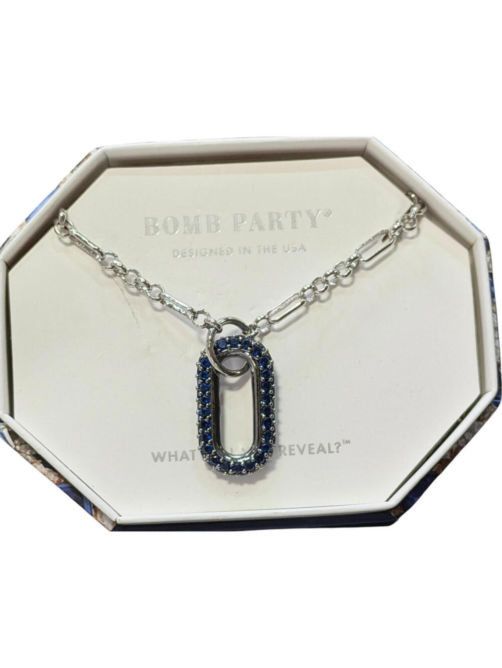 Bomb Party September Necklace She's A Whole Mood Lab Created Sapphire RARE FIND